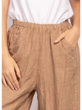 75096 solid linen balloon pants with elasticated waist: CELADON