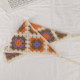 Cherry Strawberry Floral checkered Crochet Bandana -56colors: BEIGEStrawberry