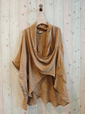 REF 83591 OVERSIZE BLOUSE 100% LINEN: CAMEL