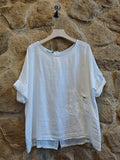 REF 83773  100% LINEN   SIDE TIE BLOUSE: Beis