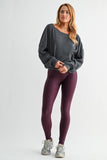 Raw Edge Waffle Knit Boatneck Pullover: DARK PLUM / S:M:L (2:2:2)