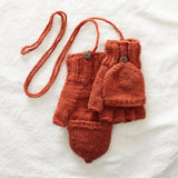 GUPTA Knit Wool Lined Mitten Fingerless Gloves: Dark Grey