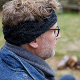 PESHA Cable Knit Wool Lined Earwarmer Headband: Ocean Blue