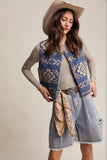 Southwestern Button-Up Vest LSW0977: Amber Brown / L