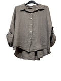 60832 OVERSIZED-CUT LINEN SHIRT: MOUTARDE