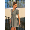 MINERAL-WASHED DENIM BUTTON-DOWN MINI DRESS WITH PUFF SLVS: WASHED DENIM / S