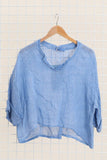 Linen top v-neck 23100 100% linen: Lillas
