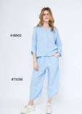 75096 solid linen balloon pants with elasticated waist: MUSTARD