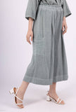 Mid-Length Linen Pants 20570: Black