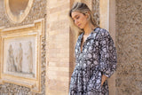 Cotton Venus Midi Dress ~ Black Floral: S ~ Bust 38" / Length 50"