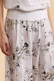 Floral print trousers in 100% Linen REF. 30526: Duck Green