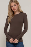 Long Sleeve Crew Neck Cotton Spandex Jersey Top: HCH-charcoal grey / M