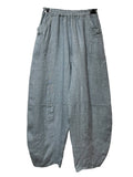 8048 LINEN TROUSERS WITH STRUCTURED PANELS: PERSIMMON