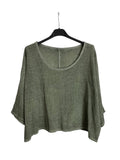 1973 women's crop top in cotton-linen,: CARBON