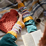 BHAWANA Fair Isle Legwarmers Handknit Waste Wool: Multi Ocean Blue