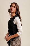 Colored Denim Tie-Front Vest LVT018: Caramel / S