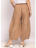 75096 solid linen balloon pants with elasticated waist: CELADON
