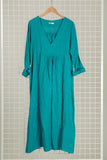 3382C PREMIUM LINEN LONG DRESS: WHITE