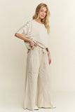 BEST Mineral Wash Wide leg Cropped pants HP5524 : Olive / S-M-L / 2-2-2