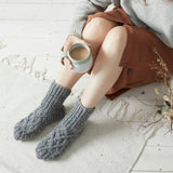 JANA Cable Knit Lined Wool Slipper Socks S/M/L: Rust Orange / UK6-8