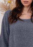1973 women's crop top in cotton-linen,: PERSIMMON