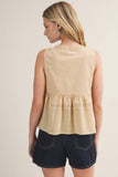 EMBROIDERED LINEN VEST: White / L
