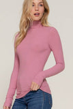 Long Sleeve Turtle Neck Rib Knit Top: LILAC / 2-2-2 (S-M-L)