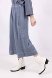 Mid-Length Linen Pants 20570: Black