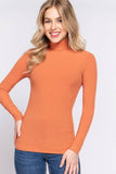 Long Sleeve Turtle Neck Rib Knit Top: LILAC / 2-2-2 (S-M-L)