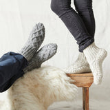 JANA Cable Knit Lined Wool Slipper Socks S/M/L: Forest Green UK6-8