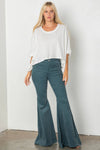 Corduroy flare pants with pockets: CHARCOAL / L