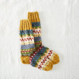 LUGA Unisex Waste Wool House Socks S/M/L: Multi Mustard Yellow / UK6-8