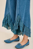 Mineral Washed Lace Ruffles Cropped Pants HP6931: Latte / S-M-L / 2-2-2