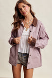 Contrast Collar Utility Barn Jacket LJ0271: Mauve / Contemporary / L