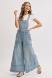 DENIM OVERALL WIDE-LEG JUMPSUIT : DENIM BLUE / Contemporary / S