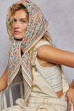Floral Patterned Multi Style Wrap Scarf: CREAM MULTI / OS
