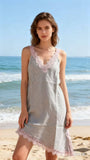 100% Linen Dress REF. 73696: Duck Green
