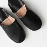 Moroccan Babouche Basic Slippers, Black: Small