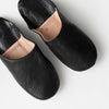 Moroccan Babouche Basic Slippers, Black: Medium