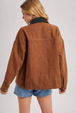 RELAXED BUTTON DOWN BARN JACKET: OLIVE / L