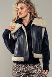 Sherpa Lined Cropped Biker Western Statement Vest: CAMEL / S-2/M-2/L-2