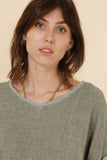 Linen cotton blend t-shirt 10% LINEN 90% COTTON 6763: Vert canard