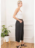 75096 solid linen balloon pants with elasticated waist: MUSTARD