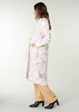 Speckled Shawl Collar Long Sleeve Knit Cardigan: Natural/Berry / S/M