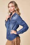 SIT3800A WESTERN DK WASH SNAP BUTTONS LIGHT DENIM SHIRT: SMALL