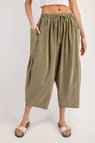 PL6329 - CROPPED RELAXED PANTS: DRY HERB / S