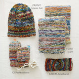 GOPAN Mittens Multi Waste Wool Detachable String: Multi Cream