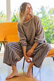 WIDE STRIPE LEG PANTS: Stone Combo / S-M-L(2-2-2)
