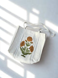 Block Print Quilted Bag ~ Brown Poppy