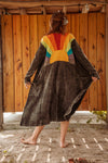 Sun Ray Cardigan, Cotton Earthy Hippie Boho Style Duster: Earthy / XL